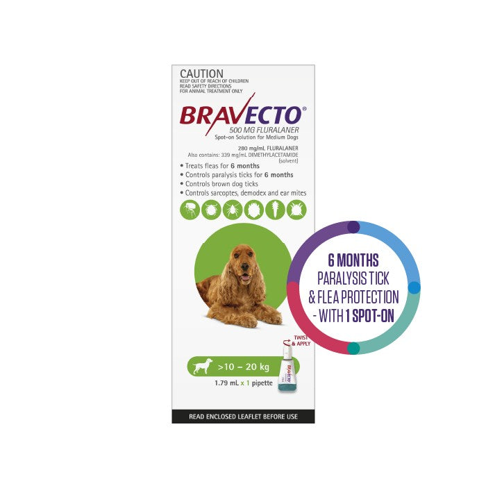 BRAVECTO Flea & Tick Spot-On Treatment 10-20kg Dog