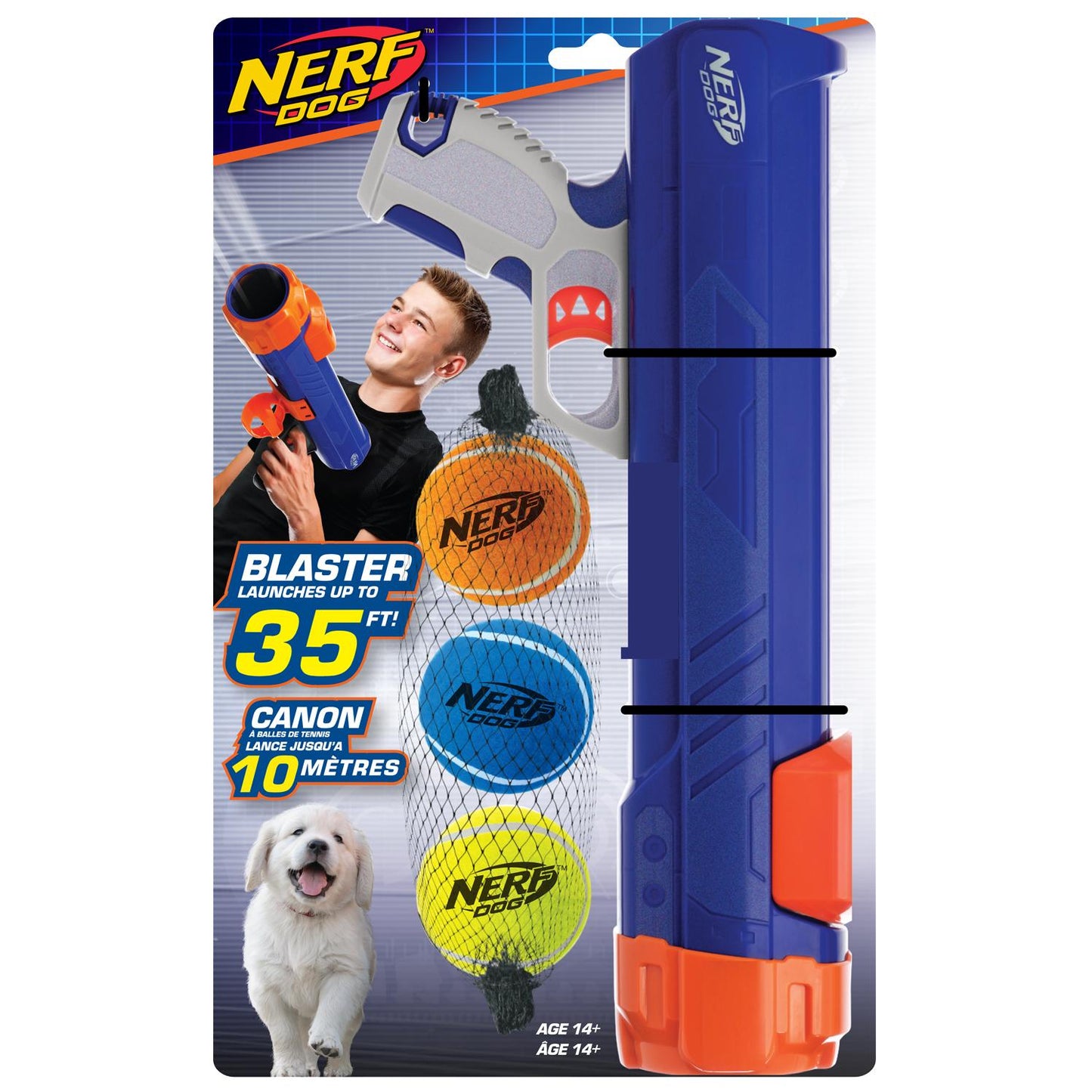 Nerf 12" Blaster & Squeak Tennis Ball Dog Toy 3pk