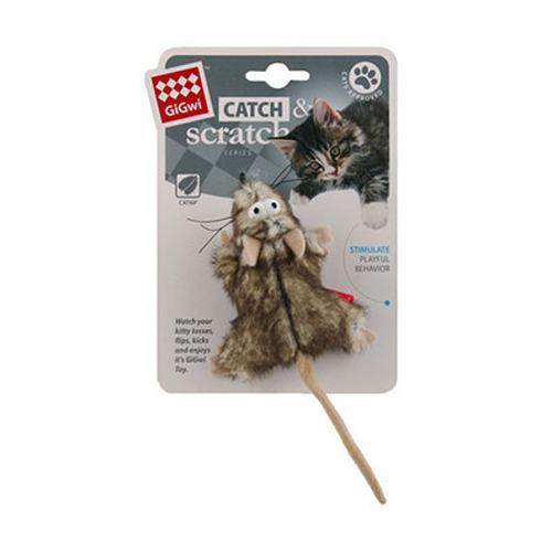 GiGwi Catch & Scratch Mouse with Catnip Cat Toy