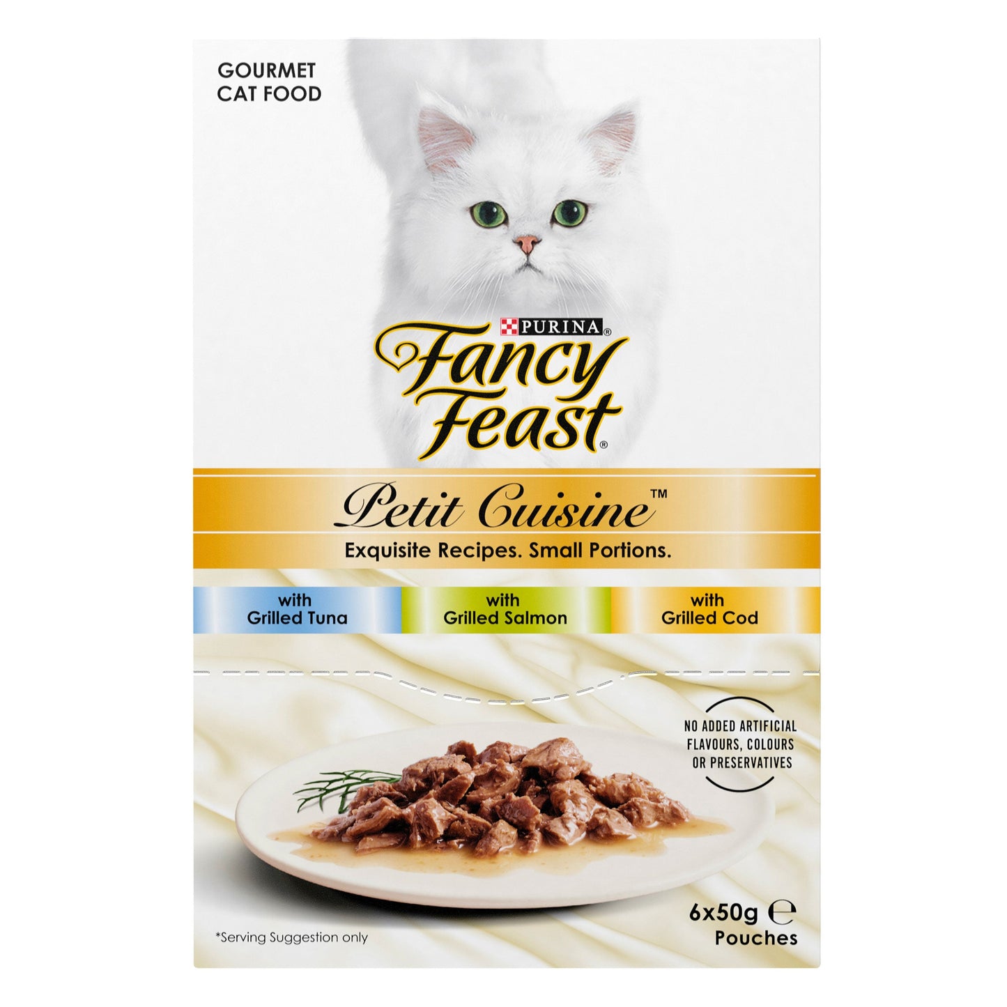 Fancy Feast Adult Petit Cuisine Tuna And Salmon And Cod Grilled Wet Cat Food 6 X 50g