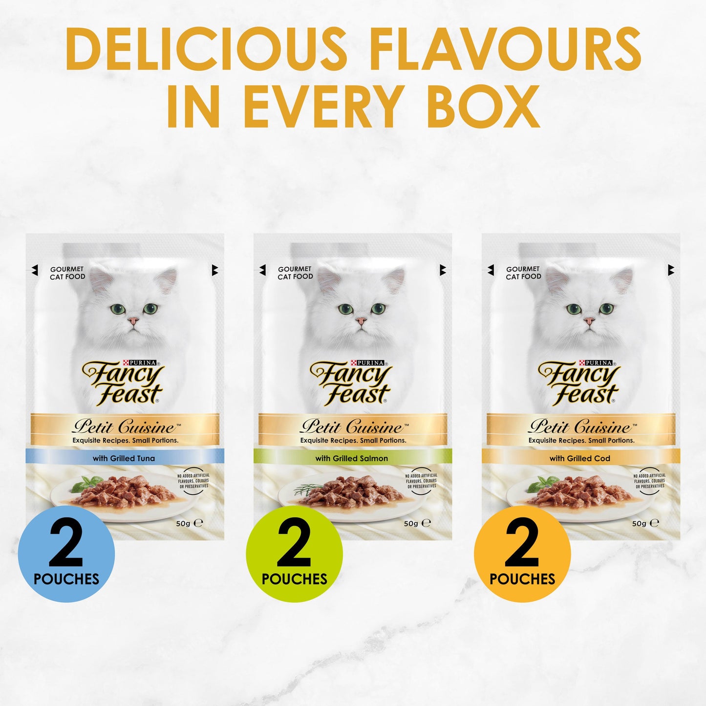 Fancy Feast Adult Petit Cuisine Tuna And Salmon And Cod Grilled Wet Cat Food 6 X 50g