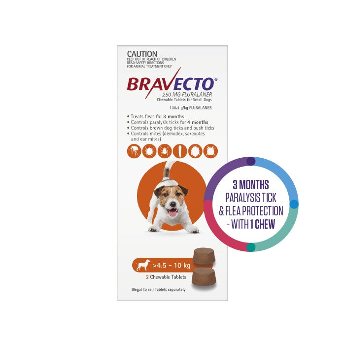 BRAVECTO Flea & Tick Chew Treatment 4.5-10Kg Dog