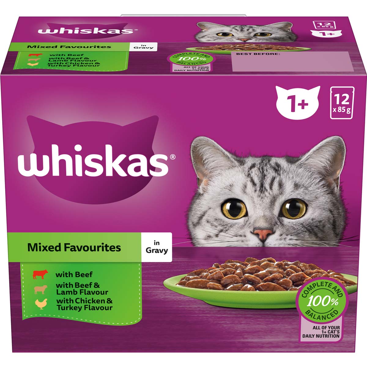 Whiskas Adult Mixed Favourites in Gavy Wet Cat Food 12x85g