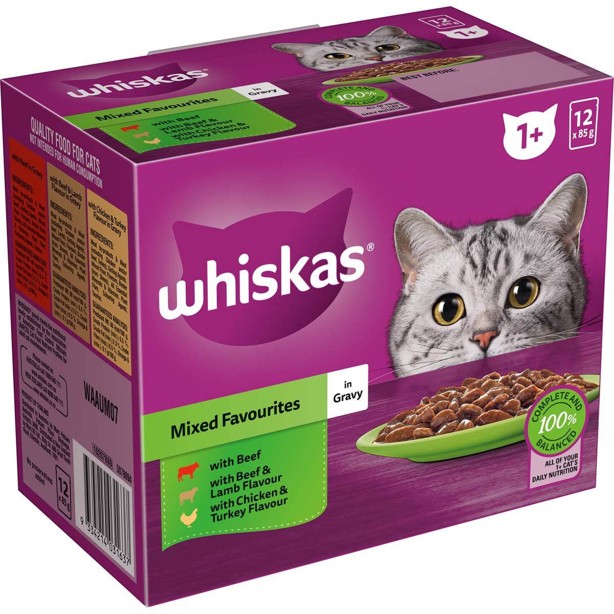 Whiskas Adult Mixed Favourites in Gavy Wet Cat Food 12x85g