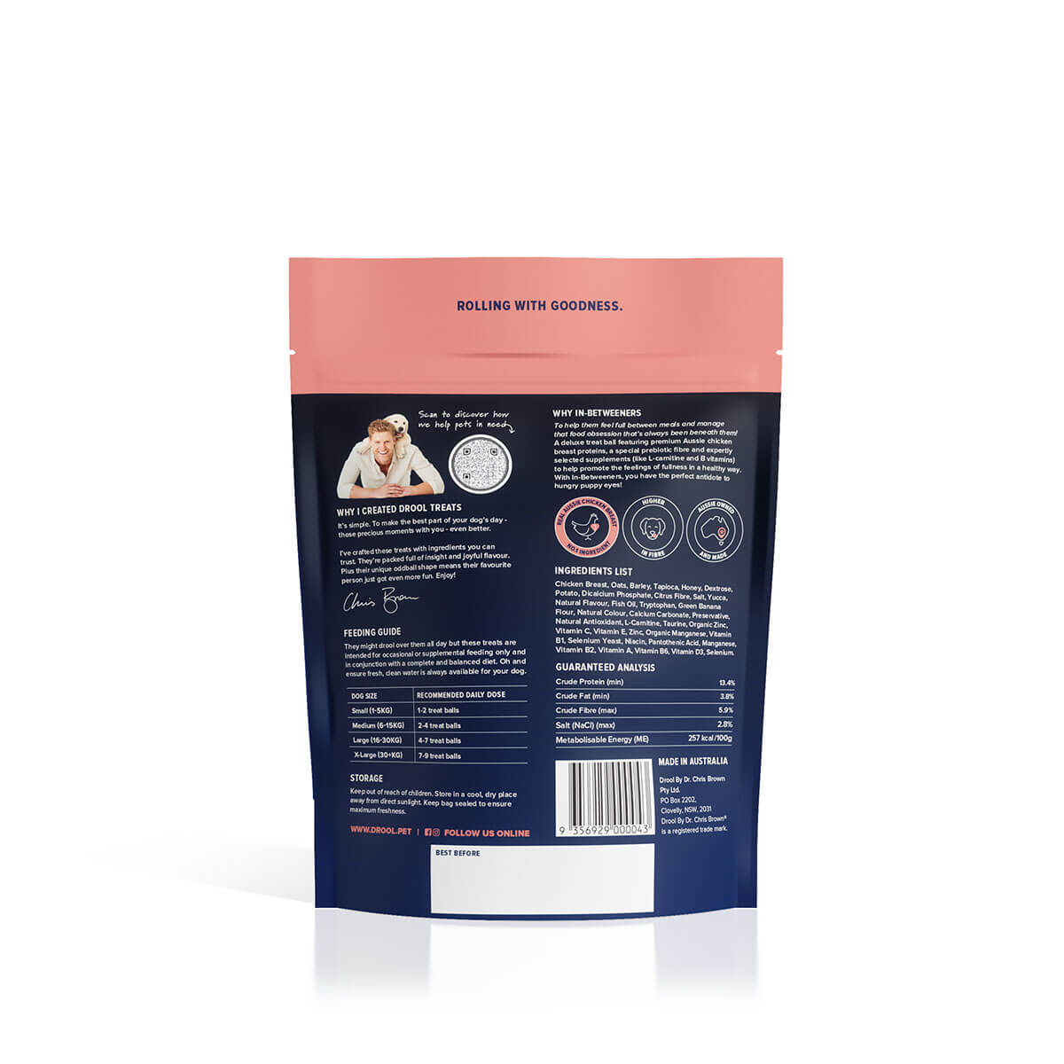 Drool by Dr Chris Brown In-Betweeners Dog Treats 110g