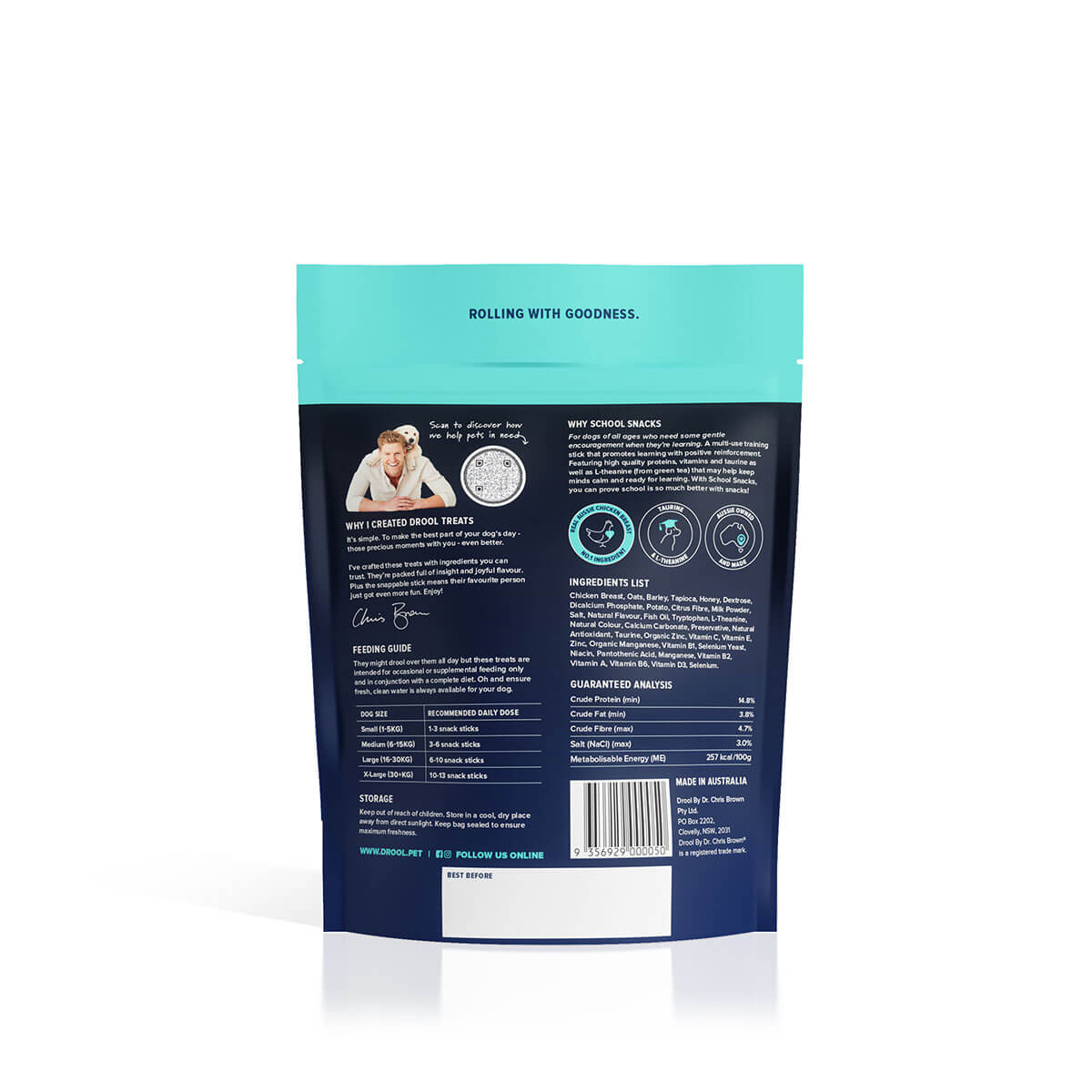 Drool by Dr Chris Brown School Snacks Dog Treats 110g