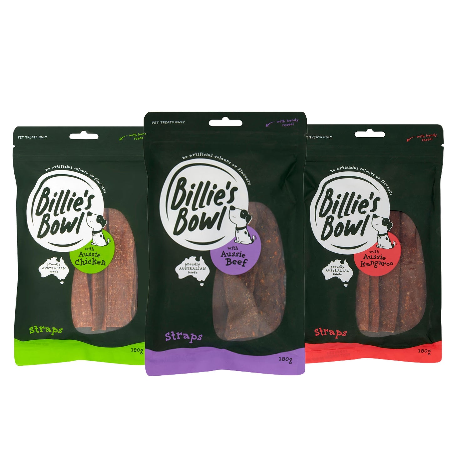 Billie's Bowl Straps with Aussie Chicken Dog Treats