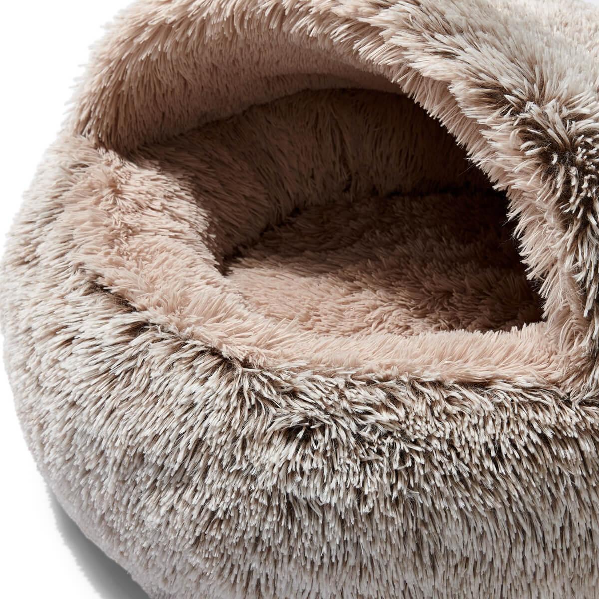 SNOOZA Cuddler Hooded Mink/Wheat Dog Bed
