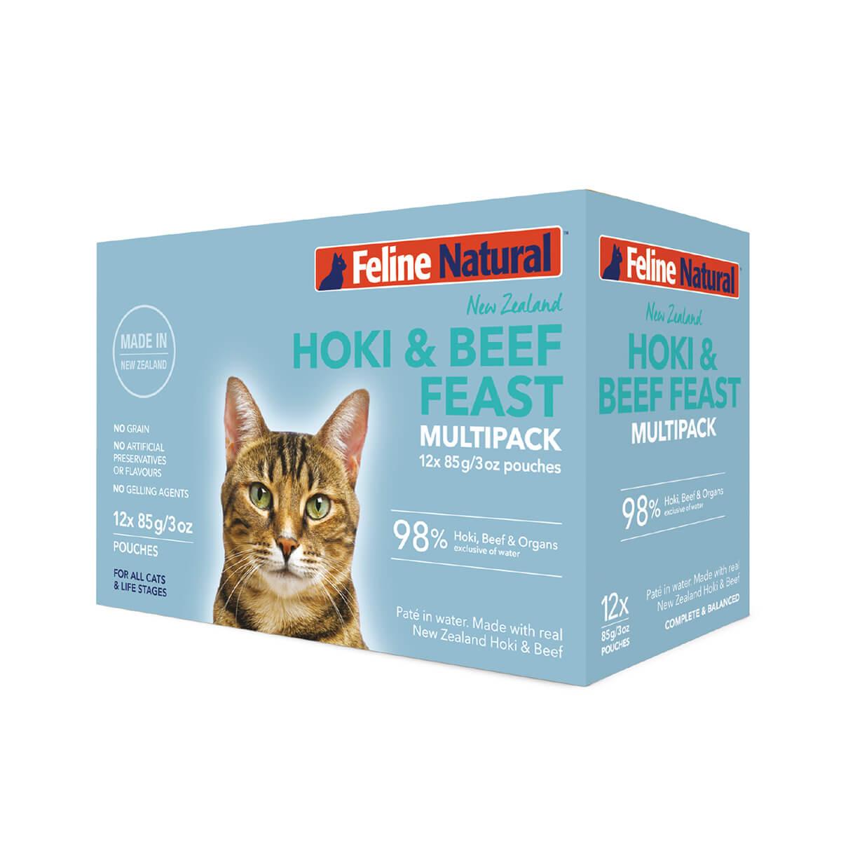 Feline Natural Grain-Free Hoki & Beef Feast Pouch Wet Cat Food