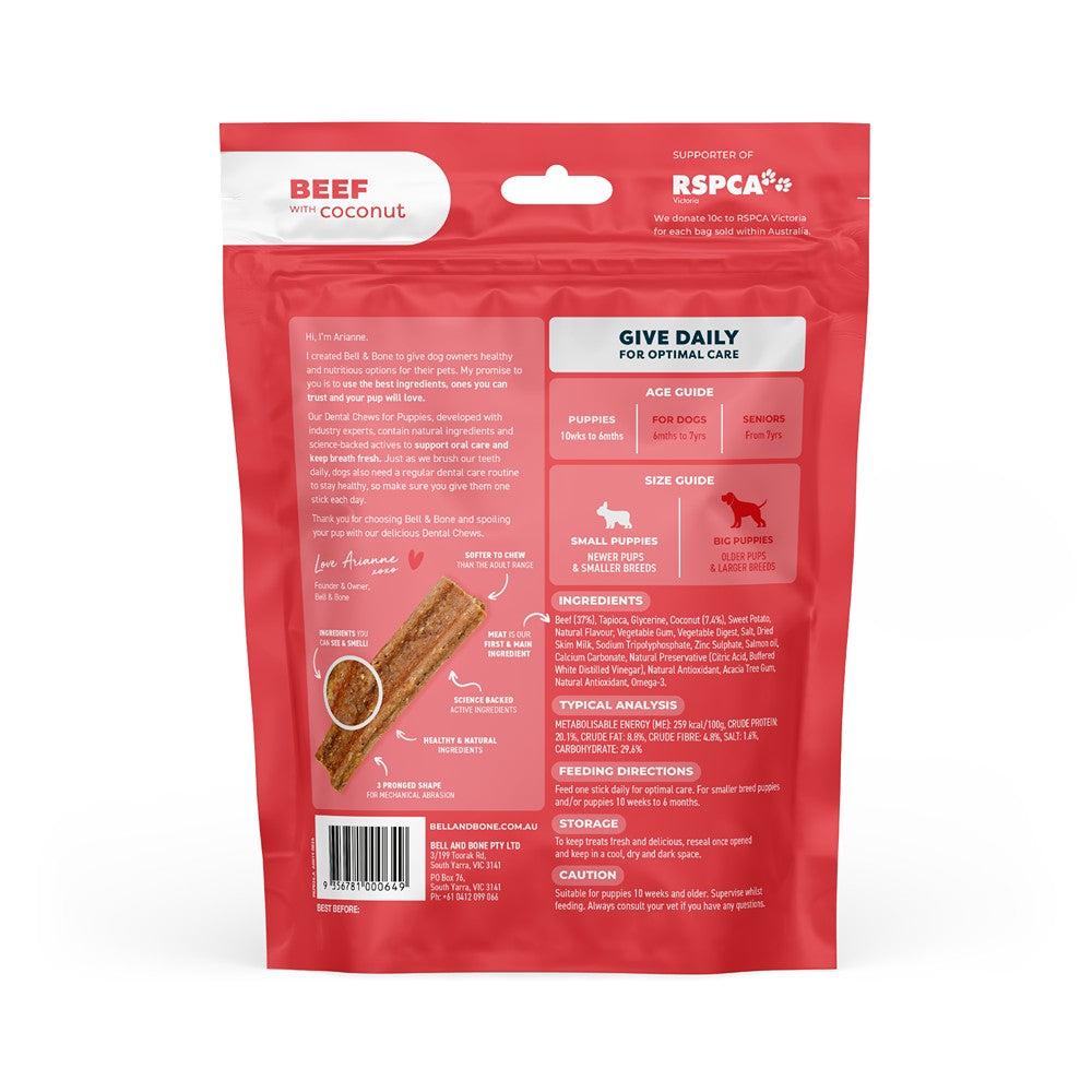 Bell & Bone Small Puppy Beef Dental Chews 7pk