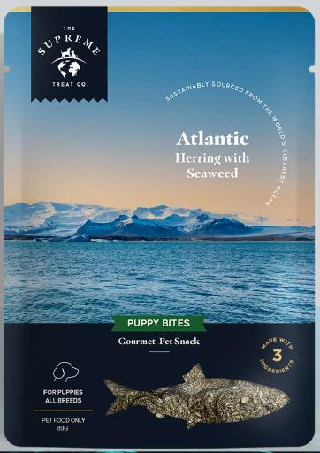 The Supreme Treat Co Herring Puppy Bites with Seaweed Dog Treats 80g