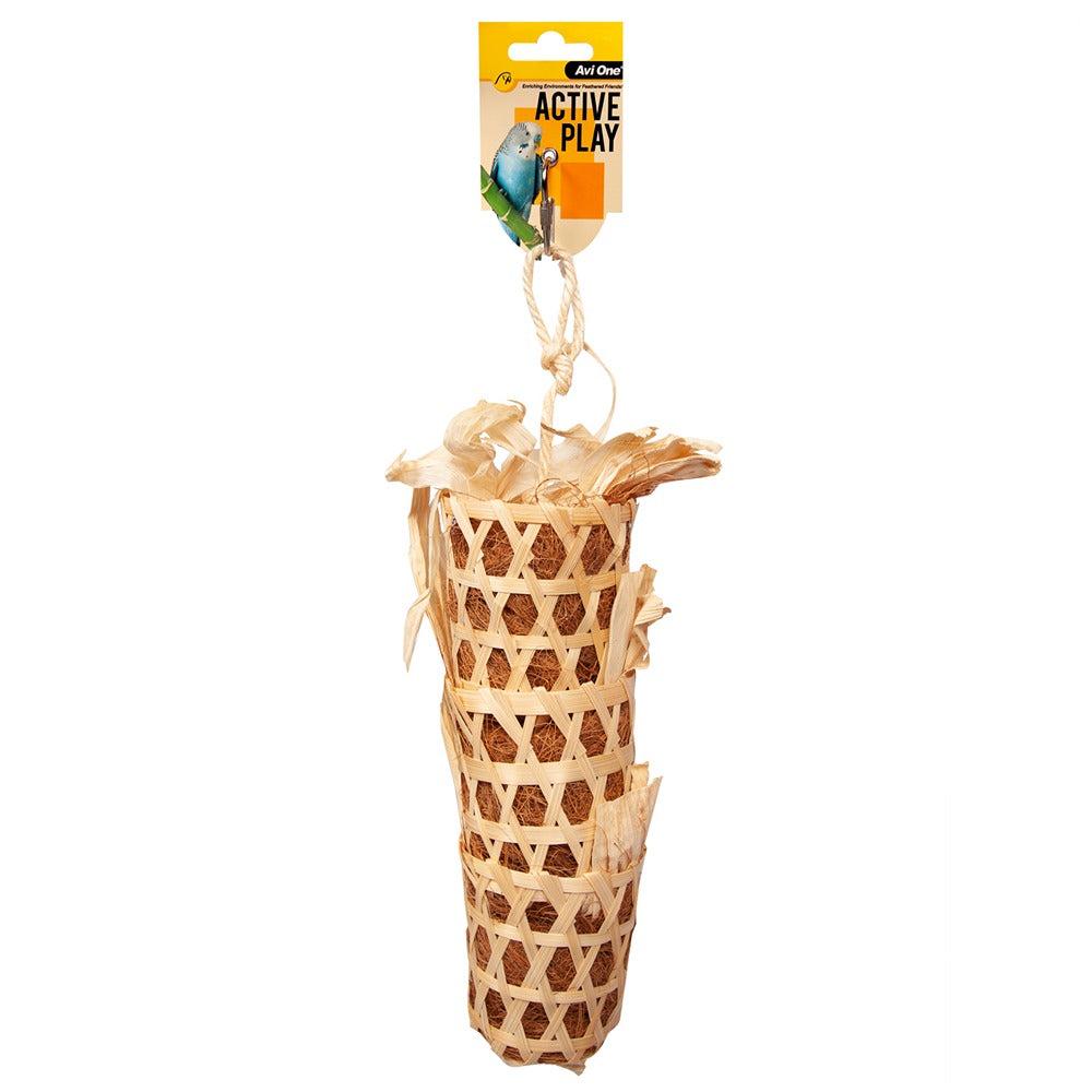 Avi One Bird Toy Bamboo Basket