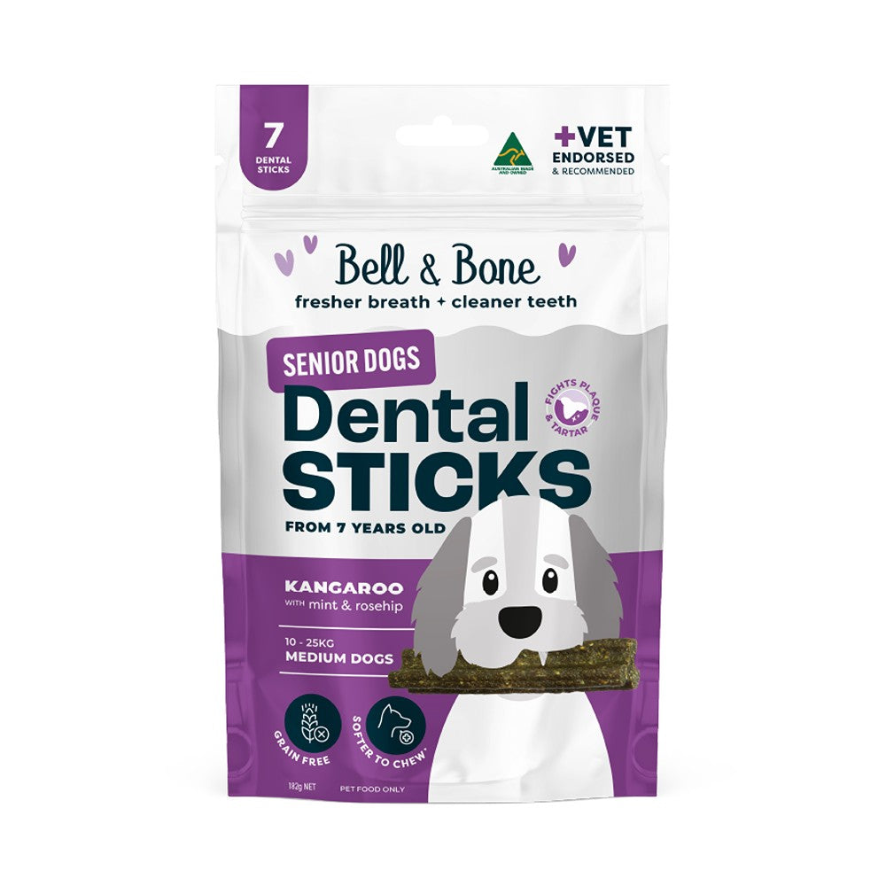 Bell & Bone Kangaroo Senior Dental Sticks Dog Treats