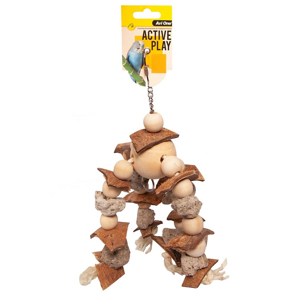 Avi One Pumice & Coconut with Wooden Balls Bird Toy 30cm