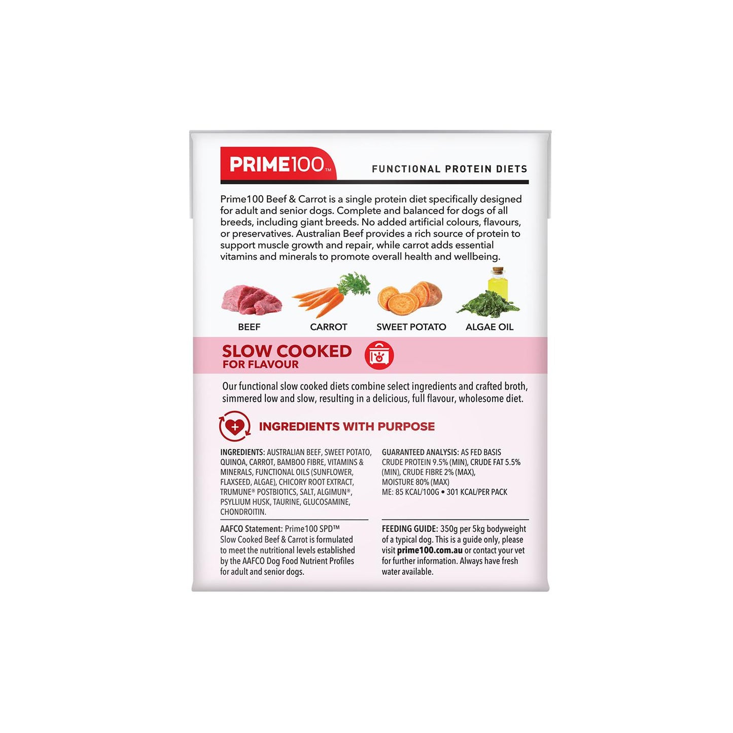 Prime100 SPD Slow Cooked Beef & Carrot Wet Dog Food