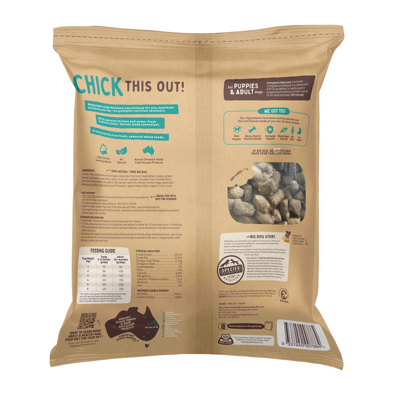 Big Dog Chicken Raw Bites Dog Meal