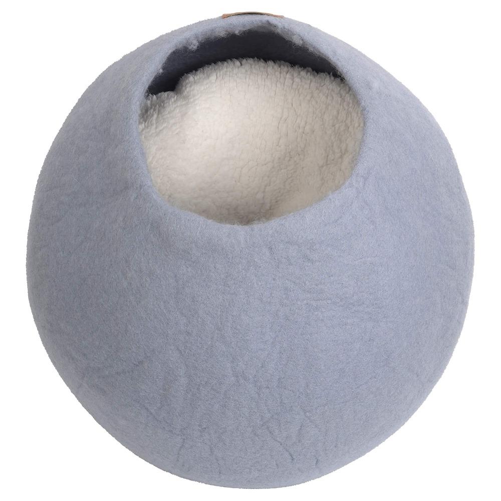 Buddy & Belle Wool Cat Cave Bed Pearl Blue