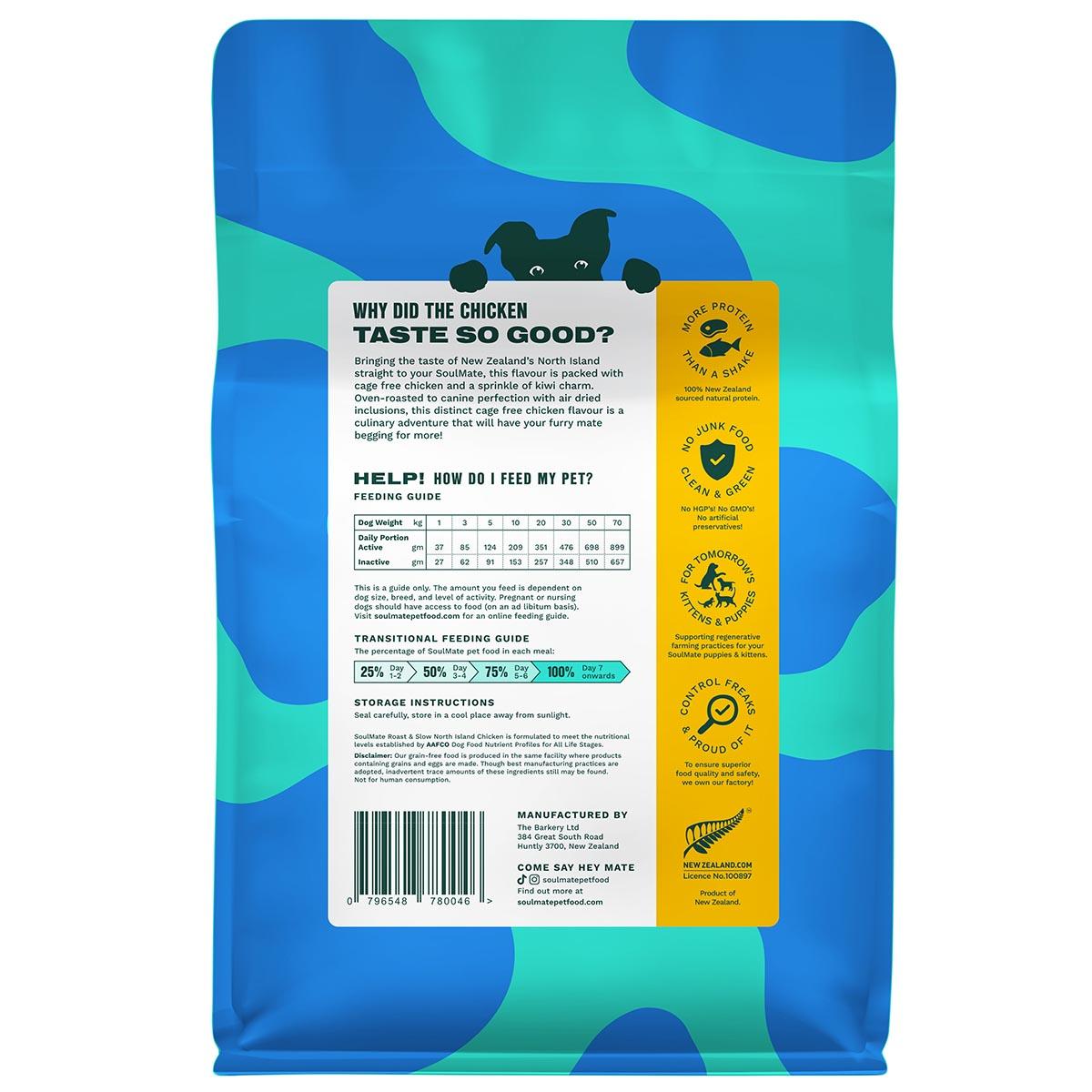 SoulMate Roast & Slow Baked and Air Dried North Island Chicken Dry Dog Food