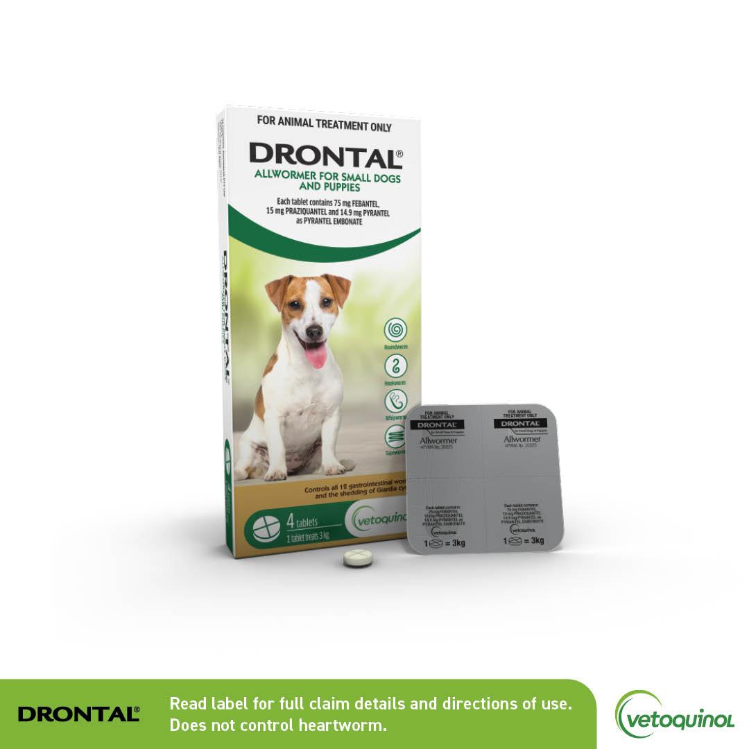 Drontal Allwormer Tablets < 3kg Small Dog and Puppy 4 Pack
