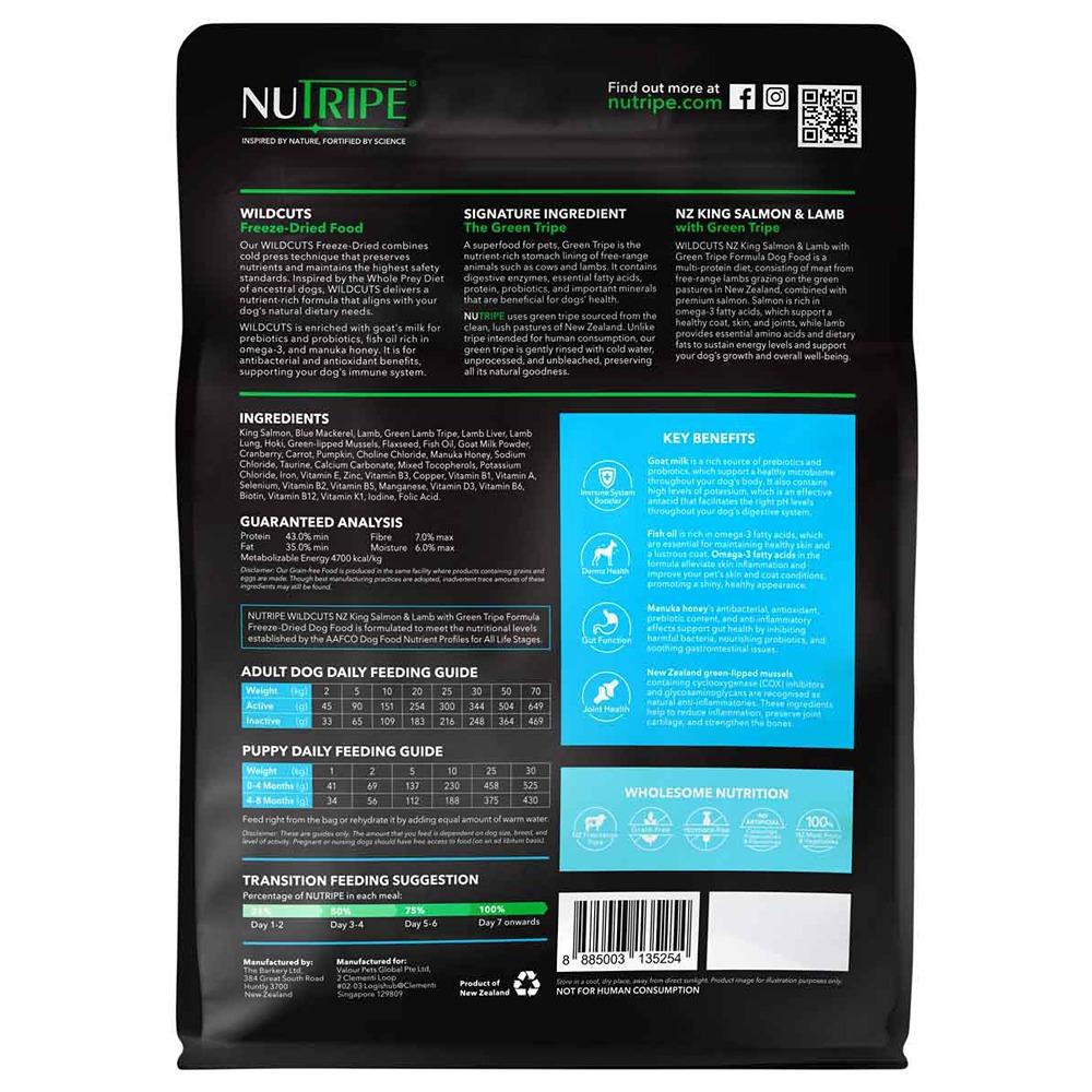 Nutripe Wildcuts Salmon & Lamb With Green Tripe Freeze-Dried Dog Food