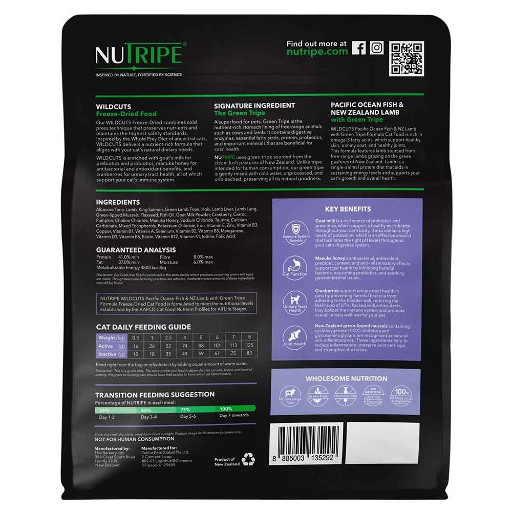 Nutripe Wildcuts Ocean Fish & Lamb With Green Tripe Freeze-Dried Cat Food