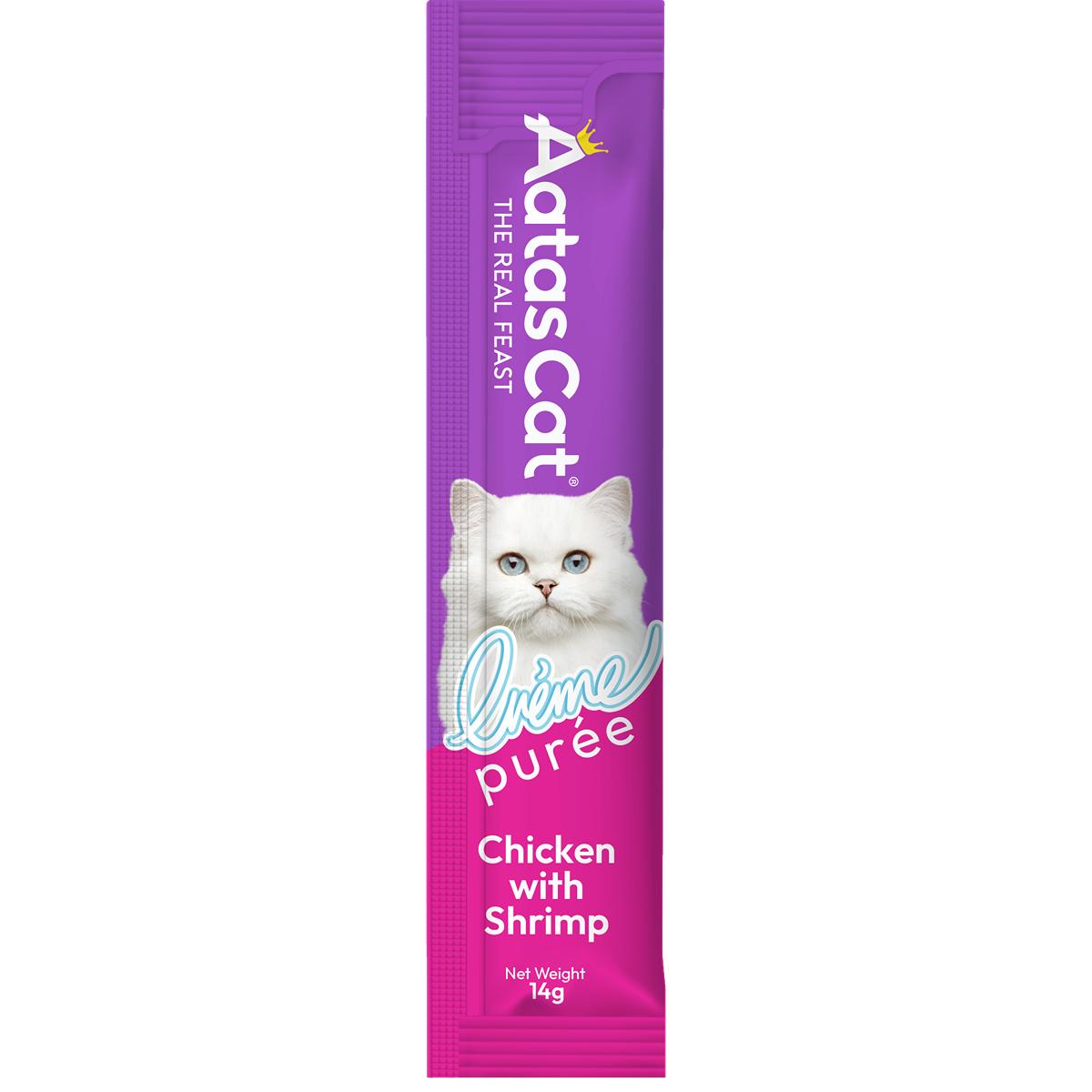 Aatas Creme Puree Chicken with Shrimp Cat Treats 4pk