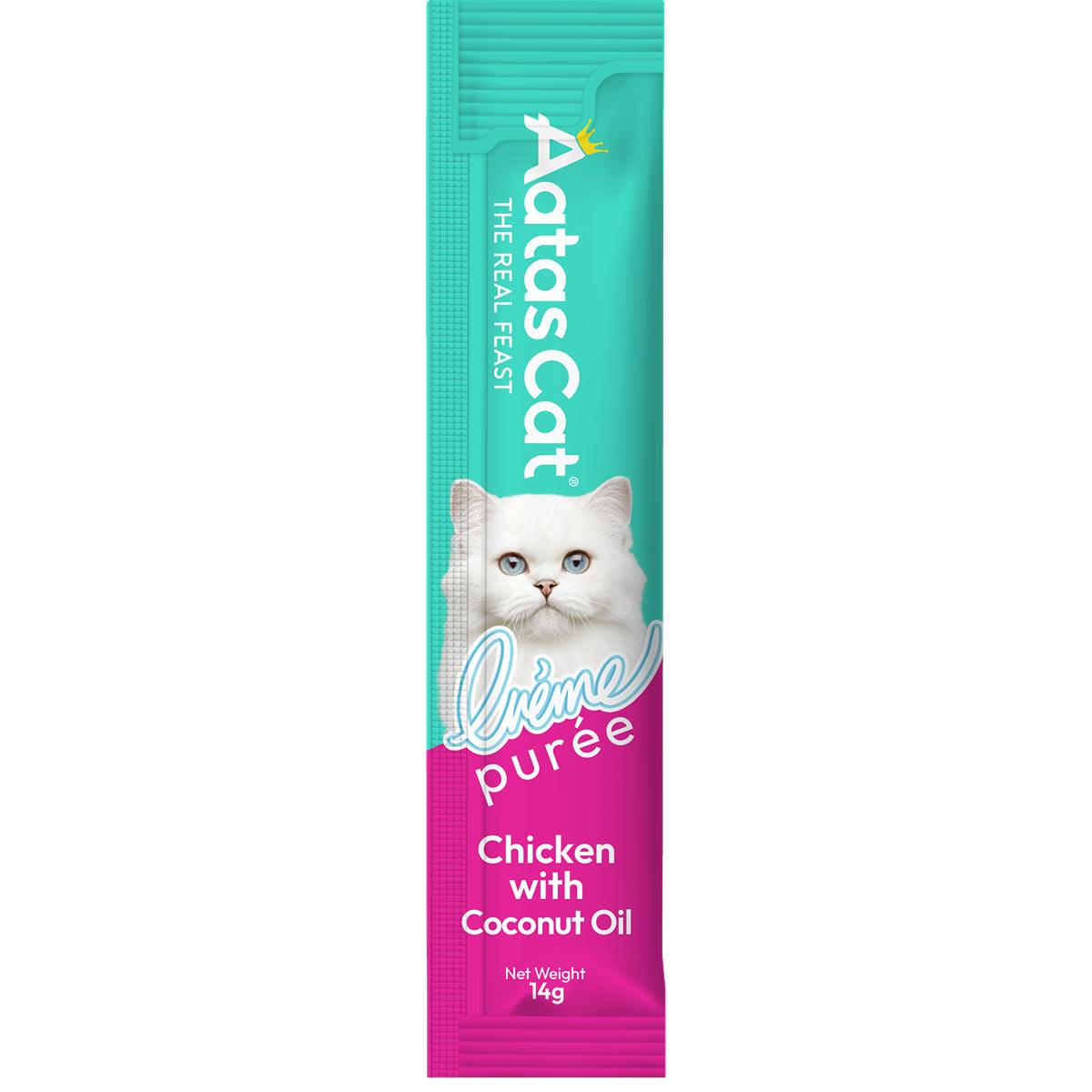 Aatas Creme Puree Chicken with Coconut Oil Cat Treats 4pk