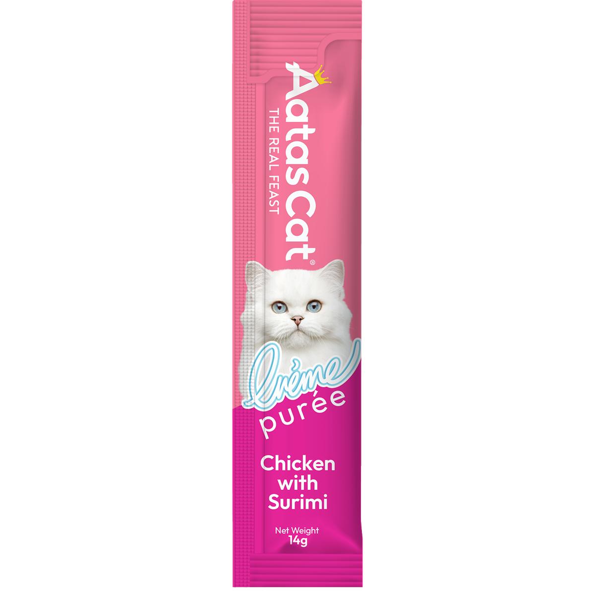 Aatas Creme Puree Chicken with Surimi Cat Treats 4pk