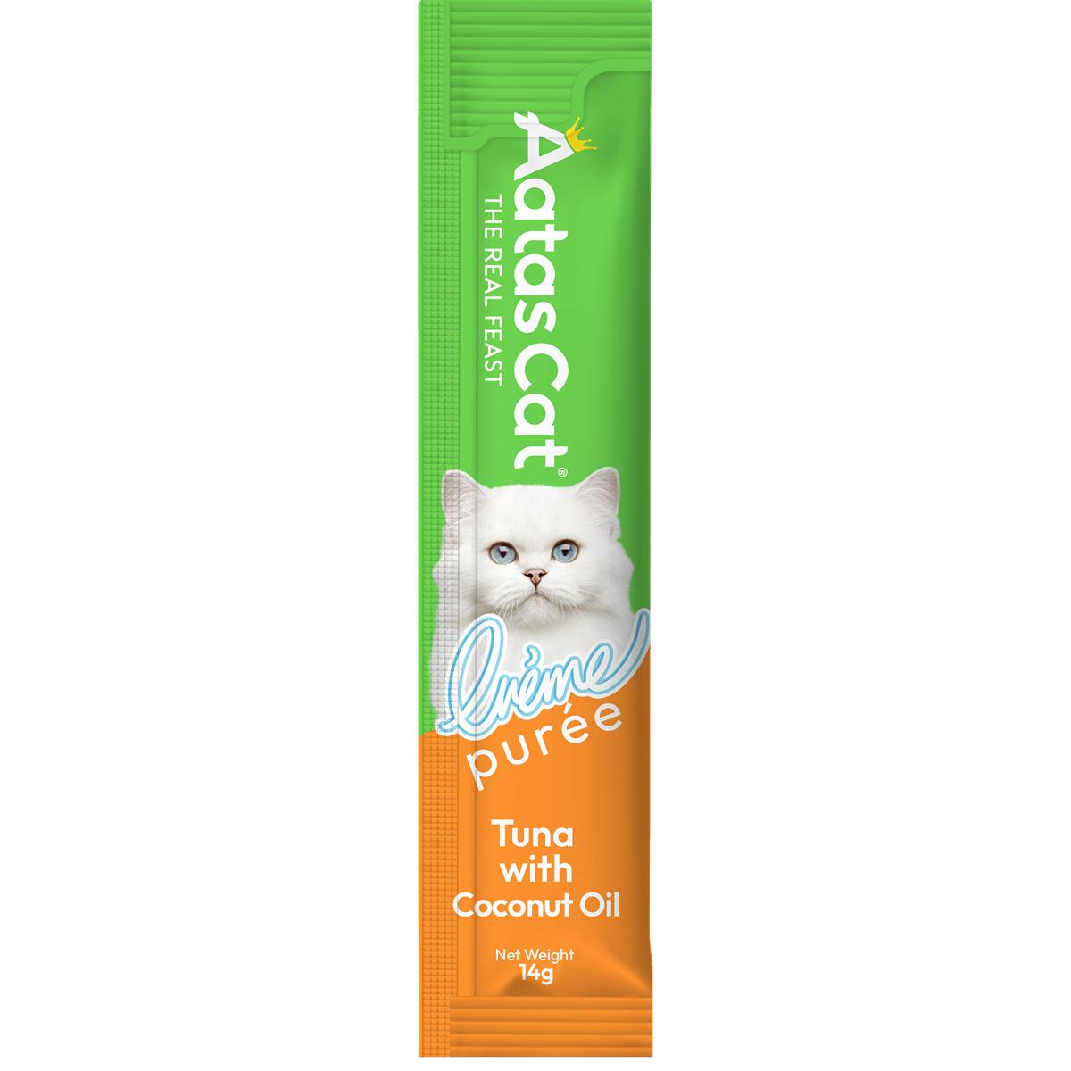 Aatas Creme Puree Tuna with Coconut Oil Cat Treats 4pk