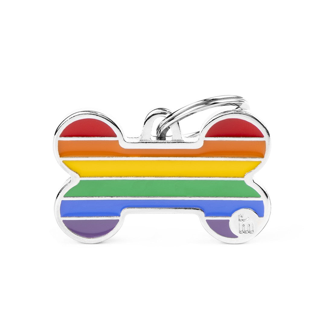 My Family Rainbow Bone Dog Tag