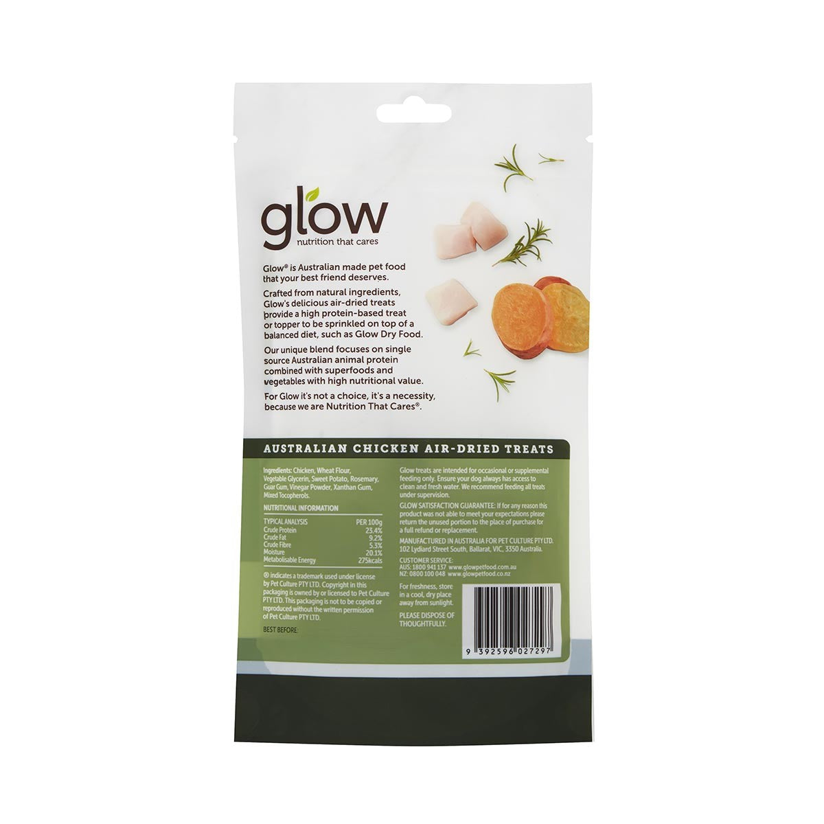 Glow Australian Chicken Air Dried Dog Treats 120g