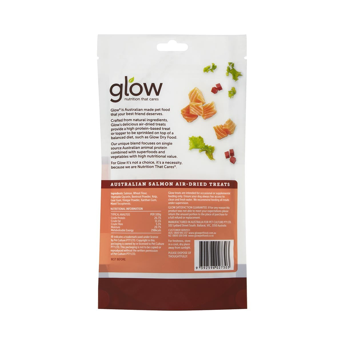 Glow Australian Salmon Air Dried Dog Treats 120g