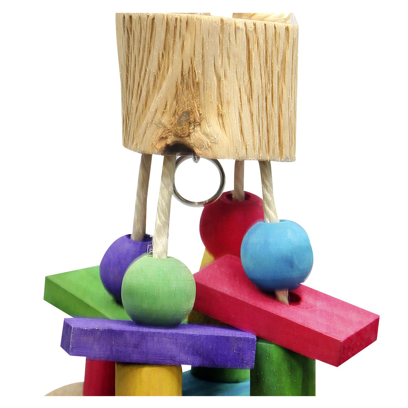 Avi One Colourful Blocks & Beads With Coconut Shell Bird Toy