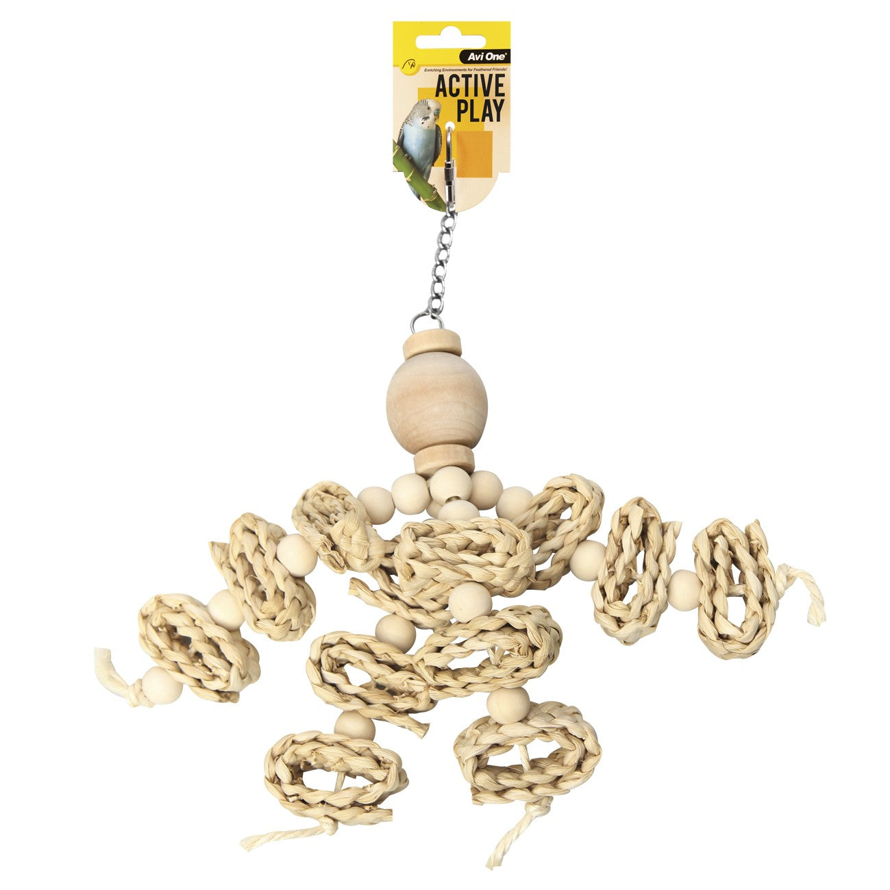 Avi One Beads With Seagrass Bird Toy