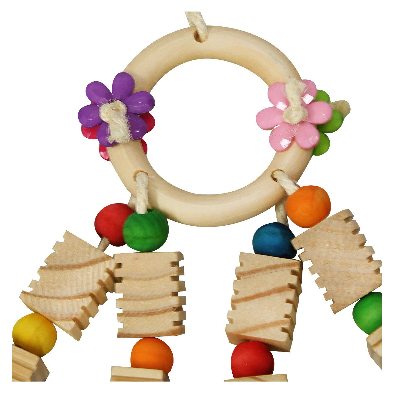 Avi One Hoop With Beads & Blocks Bird Toy