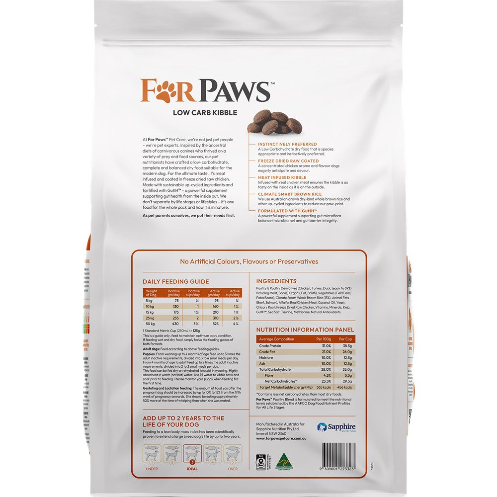 For Paws Low Carb Poultry Blend & Climate Smart Rice Dry Dog Food