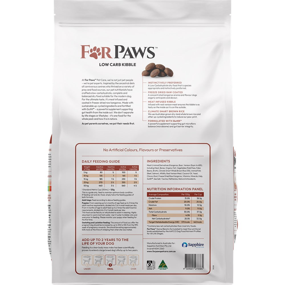 For Paws Low Carb Game Blend & Climate Smart Rice Dry Dog Food