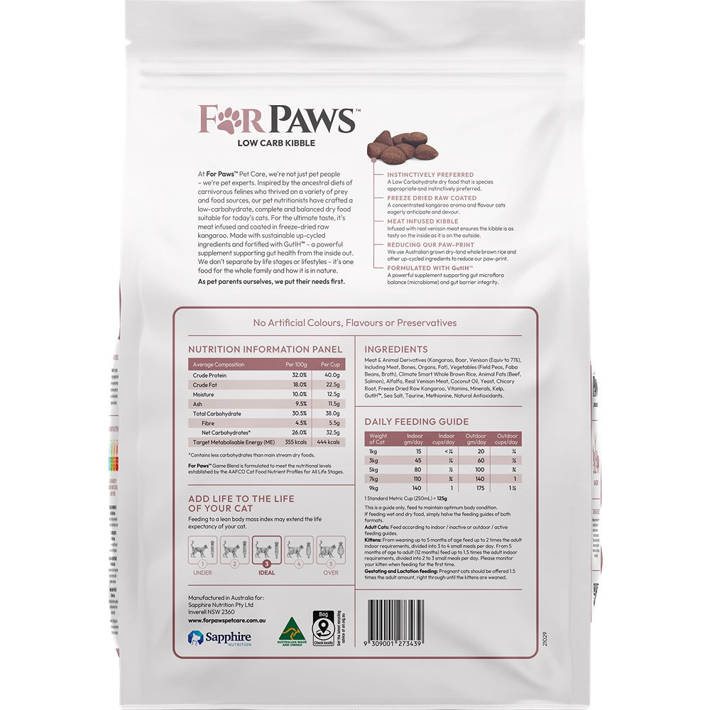 For Paws Low Carb Game Blend Dry Cat Food