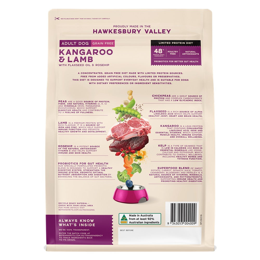 Be Frank LPD Grain Free Adult Kangaroo & Lamb Dry Dog Food