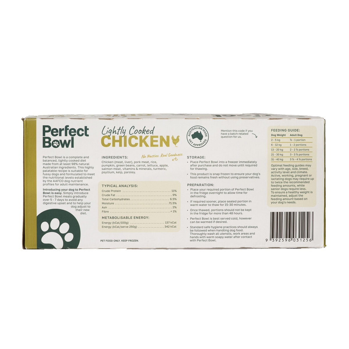 Perfect Bowl Lightly Cooked Aussie Chicken Dog Food