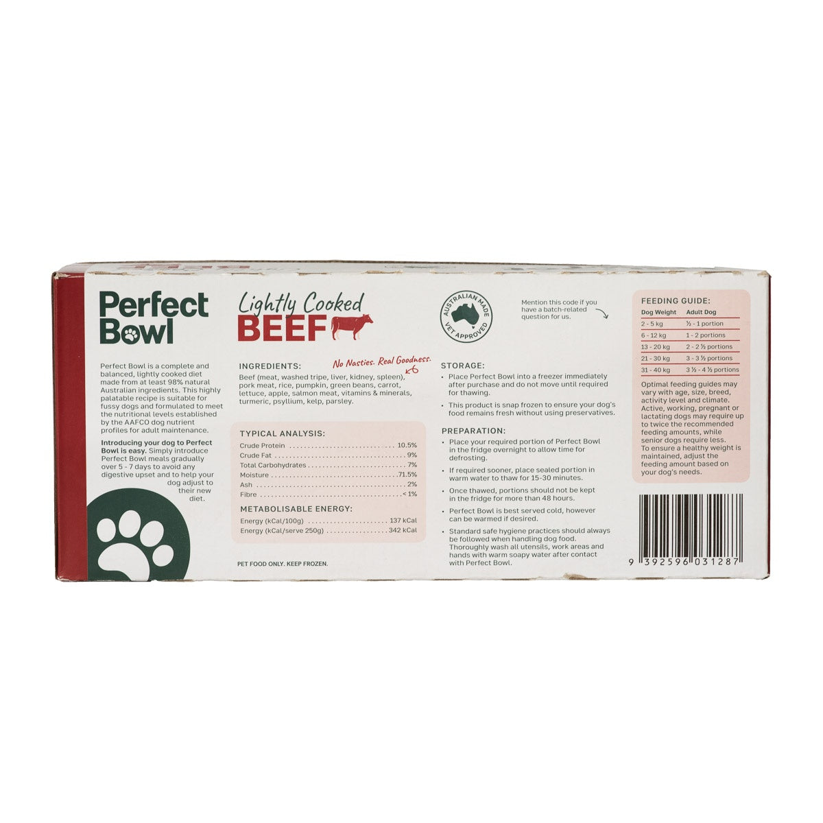 Perfect Bowl Lightly Cooked Aussie Beef Dog Food