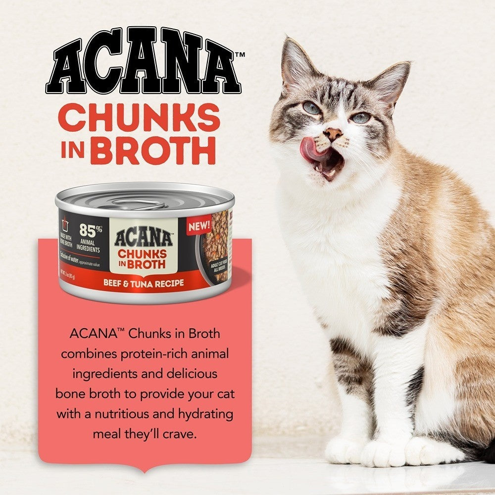 Acana Adult Chunks in Broth Beef & Tuna Wet Cat Food