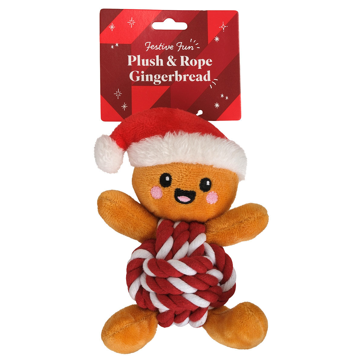 Petstock Christmas Gingerbread Plush & Rope Dog Toy