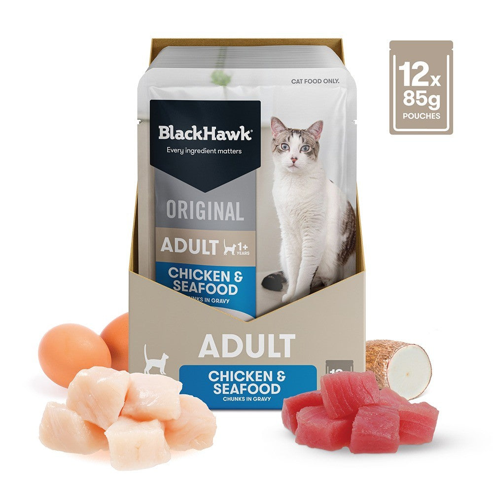 Black Hawk Original Chicken Seafood in Gravy Wet Cat Food
