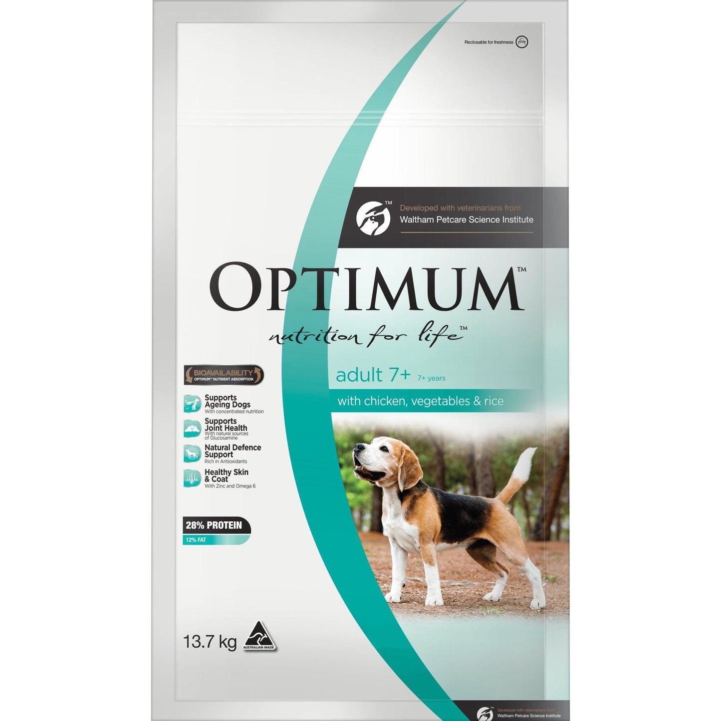 Optimum Dog Adult 7+ Chicken Vegetable & Rice 13.7kg