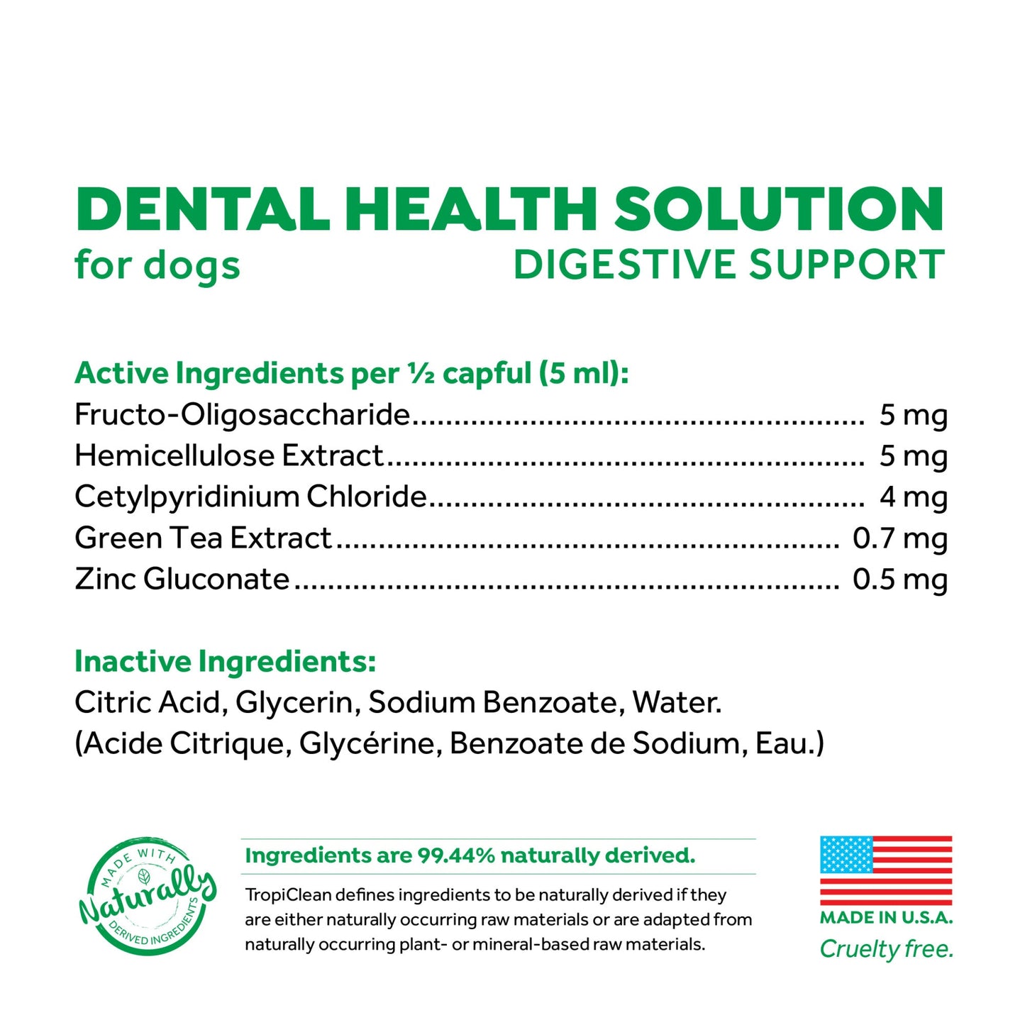 TropiClean Fresh Breath Dental Health Solution plus Digestive Support 473mL
