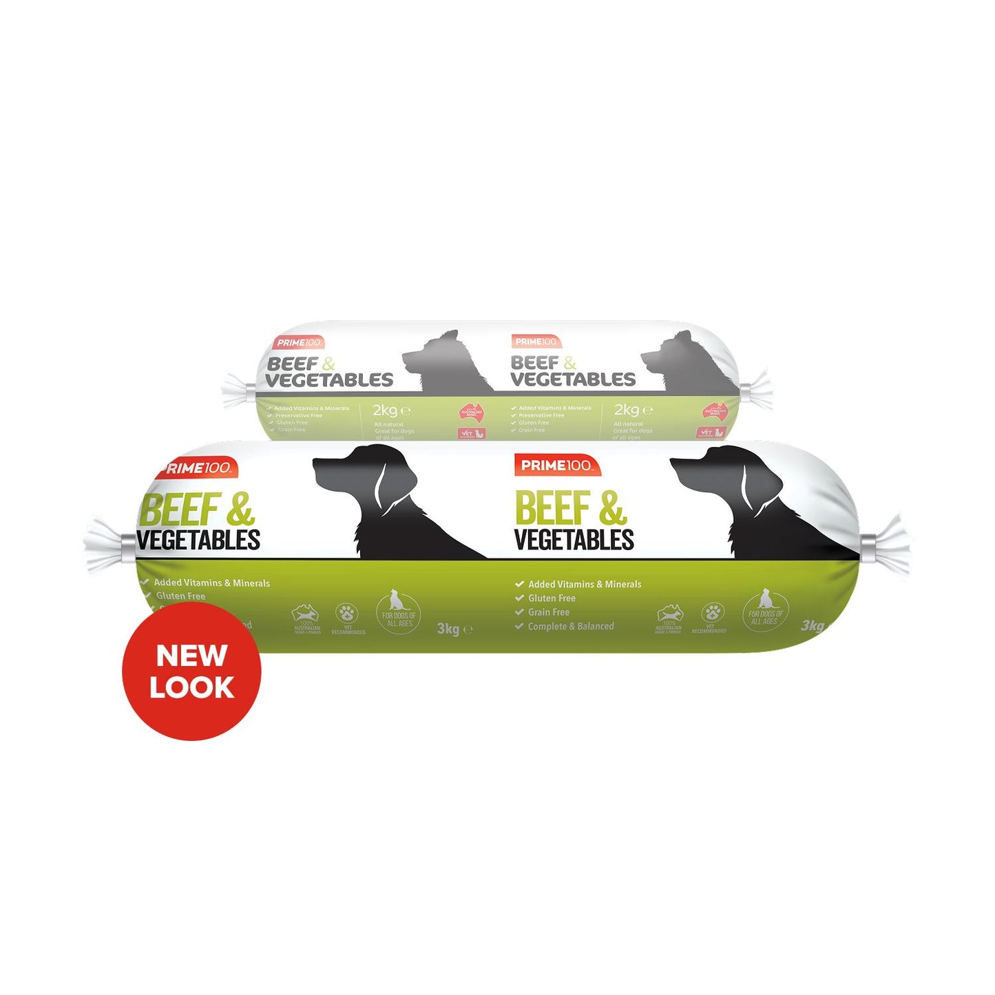 Prime100 Beef & Vegetable Fresh Roll Dog Food