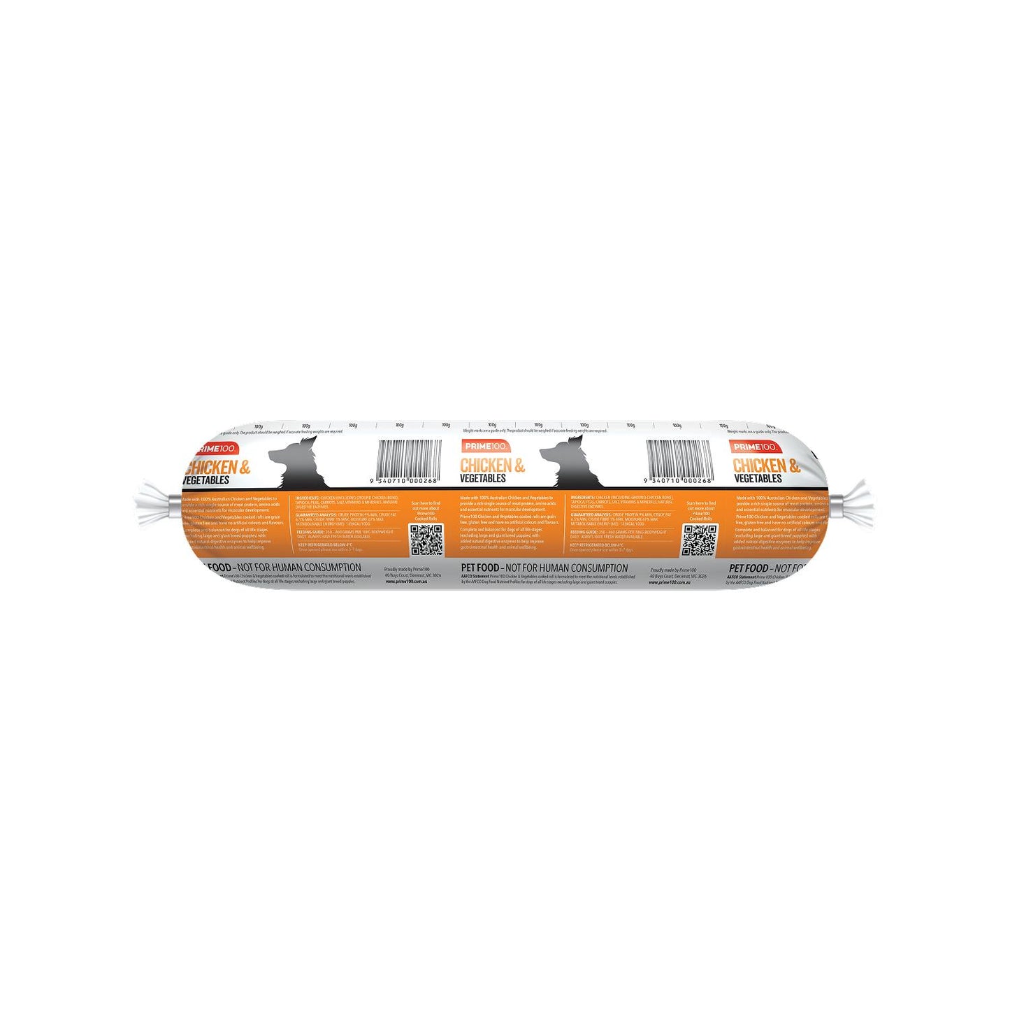 Prime100 Chicken & Vegetable Fresh Roll Dog Food