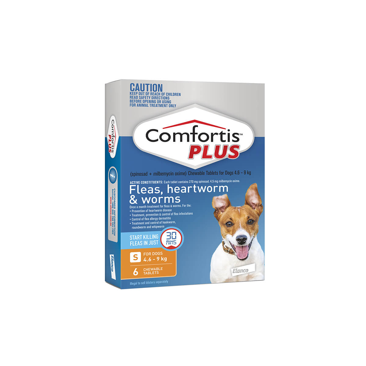 Comfortis Plus Orange Flea & Worming Tablets 4.6-9kg Dog 6 Pack