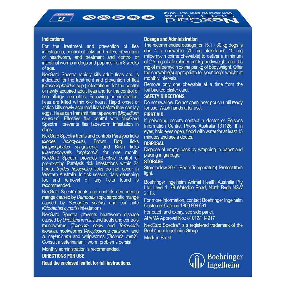 NexGard Spectra Large Breed 15.1-30kg Flea, Tick & Worming Dog Chews